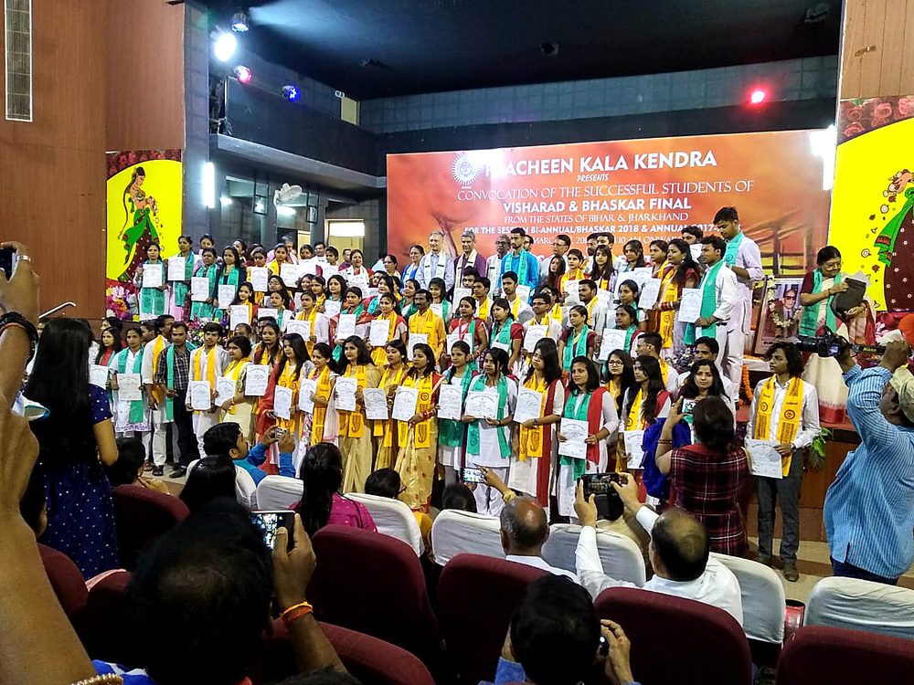 Students of Tamanna School of Art on stage at the annual function
